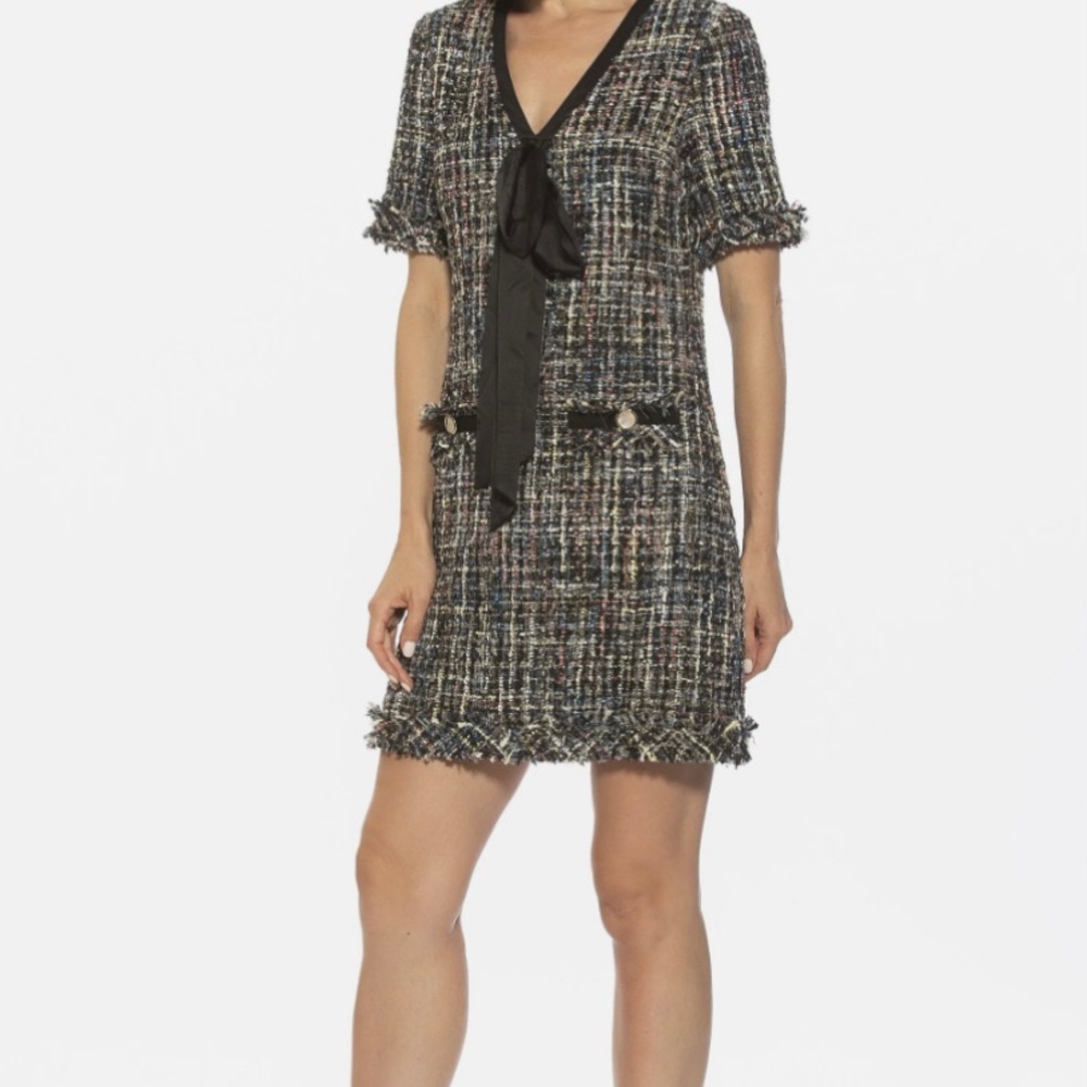 Alexia Admor Tweed Bowtie Dress